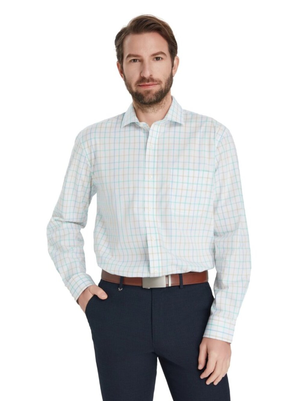 Club Room Men's Windowpane Plaid Shirt, Macy's Exclusive - Mint   NWT